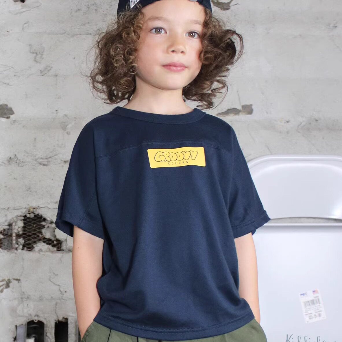 日本代购 童装 GROOVY COLORS 纯棉柔软文字logo宽松休闲短袖T恤