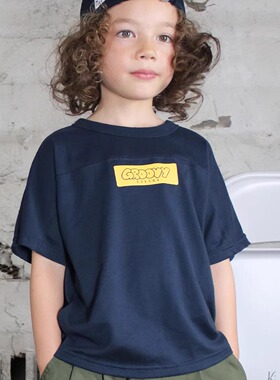 日本代购 童装 GROOVY COLORS 纯棉柔软文字logo宽松休闲短袖T恤