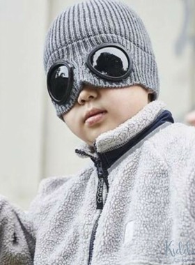 部分现货 日本 童装 THE PARK SHOP针织保暖个性护目镜套头毛线帽