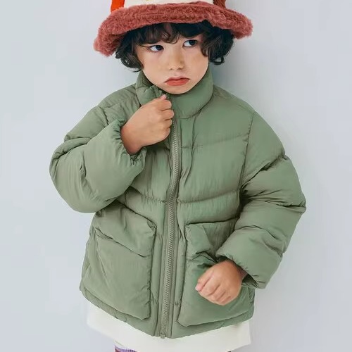 Kiddielove 日本代购 童装 premier纯色加厚轻盈夹棉立领保暖棉服