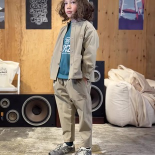 弹力宽松刺绣褶皱廓形宽松休闲长裤 日本代购 COLORS GROOVY 童装