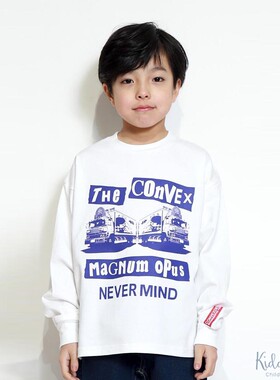 部分现货 日本代购 童装 CONVEX 纯棉俏皮印花休闲宽松长袖T恤