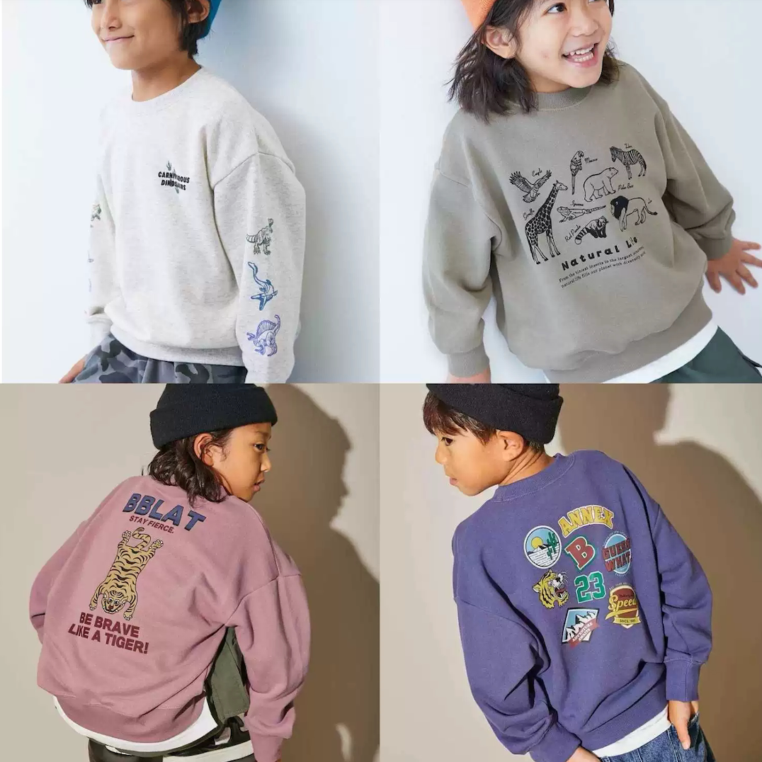 Kiddielove 日本代购 童装 devirock 棉质毛圈多图案长袖套头卫衣
