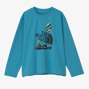 童装 北脸水陆两用防uv长袖 THE FACE 印花T恤泳衣 NORTH 日本代购