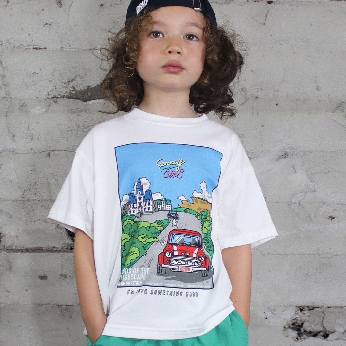 日本代购 童装 GROOVY COLORS 纯棉柔软汽车风景宽松休闲短袖T恤