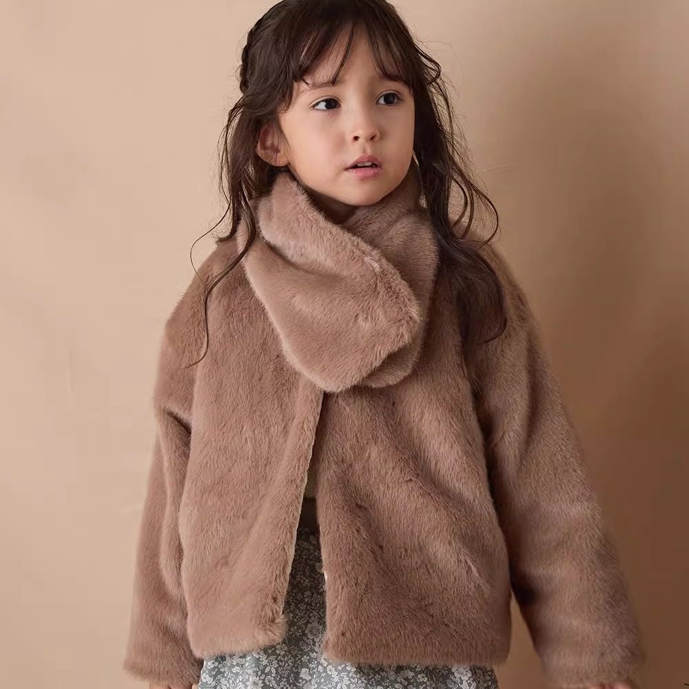 Kiddielove 日本代购 童装 Riziere 抓绒保暖可拆卸围巾夹棉外套