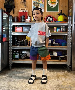 纯棉柔软螺纹收口字母落肩短袖 日本代购 COLORS GROOVY T恤 童装