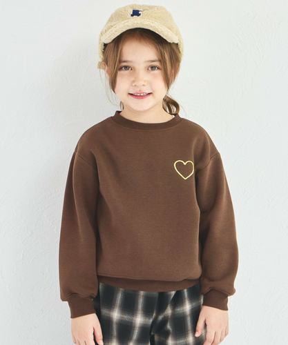 Kiddielove 日本代购 童装 PMN 加绒保暖爱心刺绣宽松休闲卫衣