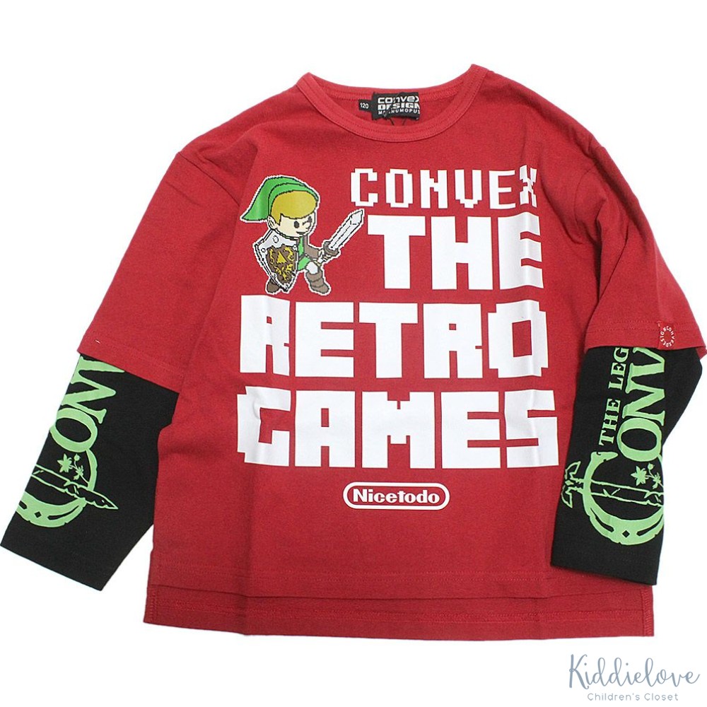 纯棉印花假两件长袖T恤日本童装