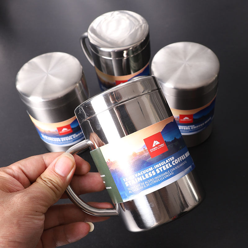 抗菌304不锈钢双层隔热马克杯带盖有手柄食品级家用耐摔简约水杯