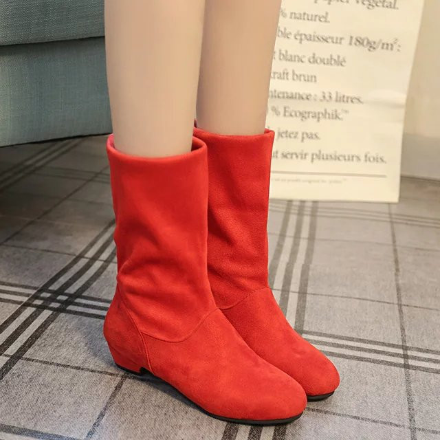 SPRING AND AUTUMN BOOTS WOMENS FLAT LOW-HEELED MARTIN BOOTS FROSTED SUEDE STUDENT WOMENS BOOTS THICK ELASTIC BOOTS CASUAL SINGLE BOOTS