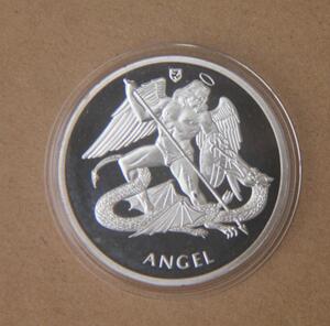纪念章 镀银 大天使米迦勒 炽天使硬币 直径约40mm 收藏