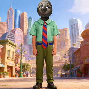 疯狂动物城闪电树懒衣服连体衣短袖套装 小孩大人成人cos服饰服装