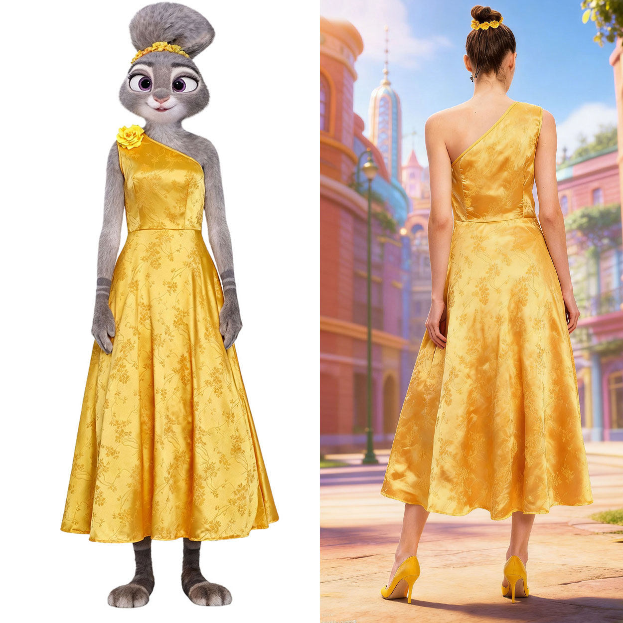 疯狂动物城兔子警官黄色礼服长裙