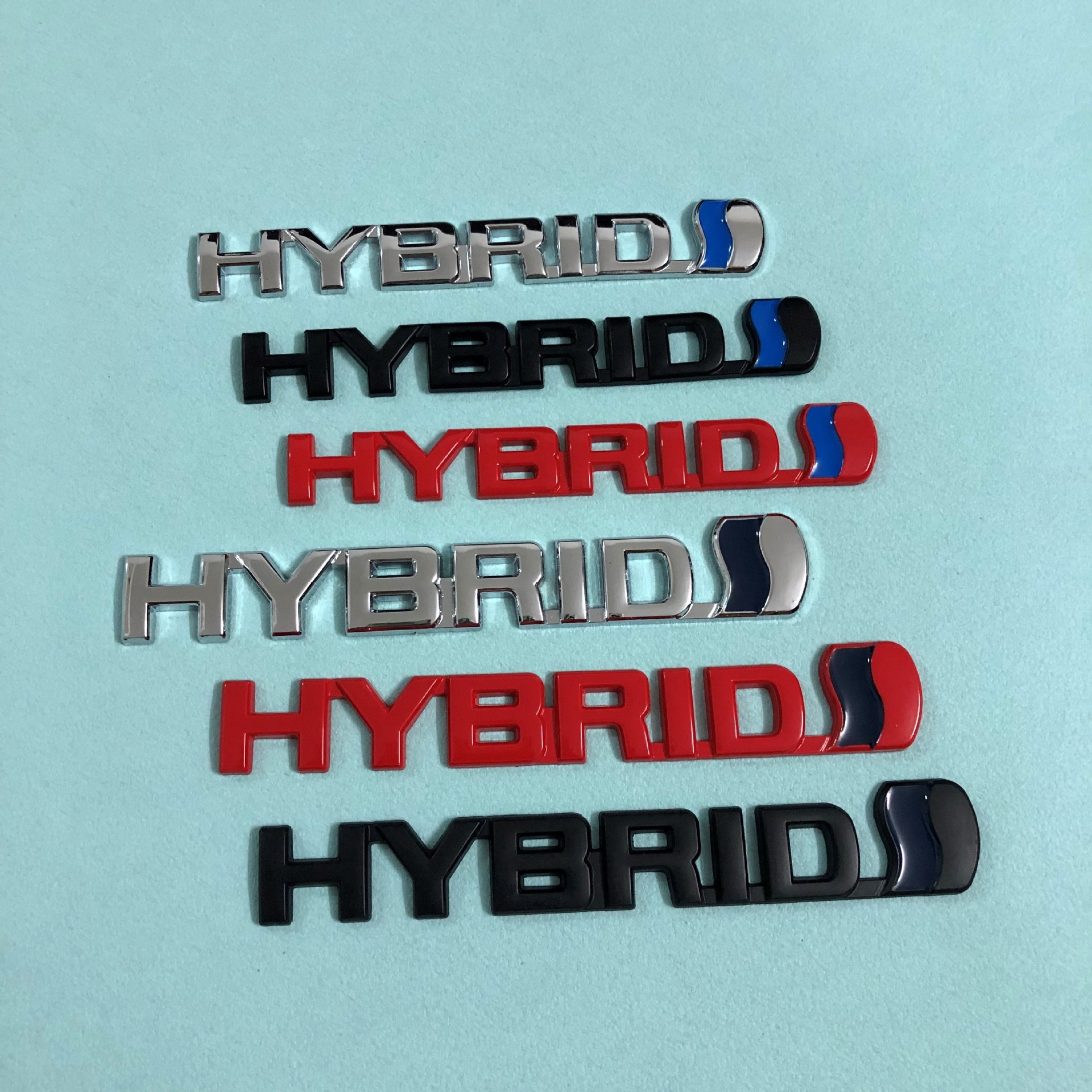汽车混合动力HYBRID车标贴通用个性改装金属车标混动尾标贴中网标