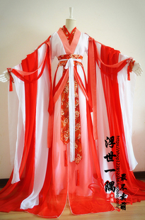 红白渐变女海浪印花古装cosplay服 锦鲤抄 三生三世 凤九/阿兰若