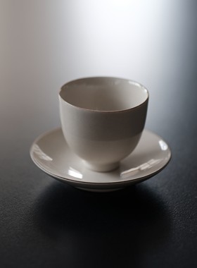 久在堂草木灰釉望月杯碟组景德镇瓷器茶具人文空间搭配伴手礼品茗