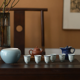 谈得来妙造青花双线六度杯组手工陶瓷茶杯品茗杯简约家用单个主杯