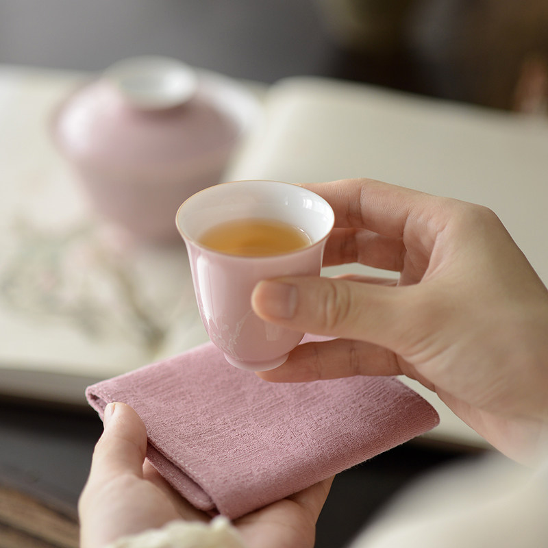 谈得来 久在堂粉底堆白冰梅纹花神闻香杯 景德镇陶瓷茶杯人文茶具