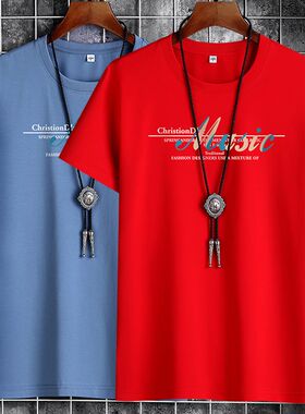 夏季新款短袖T恤男圆领宽松潮流ins音乐半袖上衣服体恤男装潮