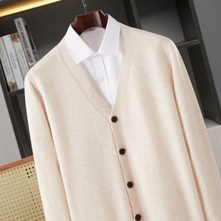 春秋新款针织开衫男V领纯色薄款毛衣青年宽松衫大码外套