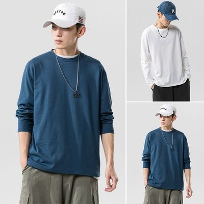 长袖t恤男秋季2025新款潮牌潮流港风ins休闲打底秋衣弹力学生上衣