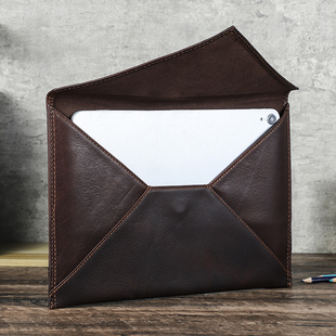 全粒面牛皮真皮平板电脑保护套内胆收纳包13寸适用于苹果ipadpro13寸ipadair12.9寸华为小米联想皮套超薄便携