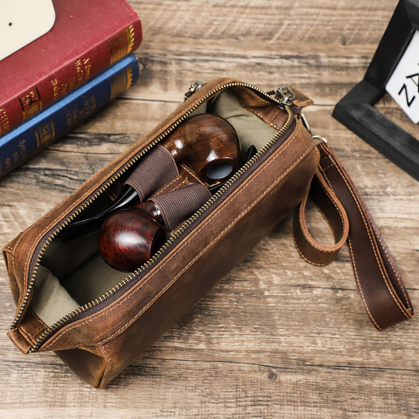 头层牛皮烟斗包斗草包外出随身便携式手卷焊烟丝烟袋工具收纳真皮