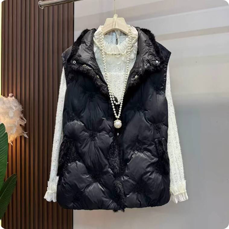 新中式国风刺绣棉马甲蕾丝打底衫