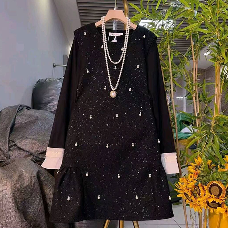 打底衫钉珠马甲裙两件套