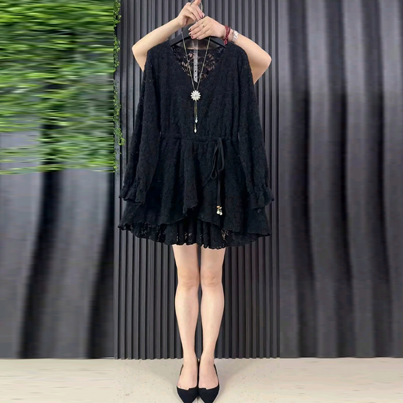 2025新款大码女装时尚气质抽绳蕾丝显瘦女人衫胖mm洋气百搭上衣女,女装/女士精品,大码内搭,淘宝优惠券,粉丝福利购,淘宝优惠卷