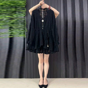 气质抽绳蕾丝显瘦女人衫 2025新款 时尚 女装 胖mm洋气百搭上衣女 大码