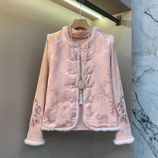 2025新款 新中式 提花马甲胖MM显瘦刺绣打底衫 女装 国风盘扣马夹 大码