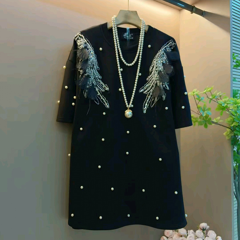 新款大码女装钉珠翅膀百搭上衣