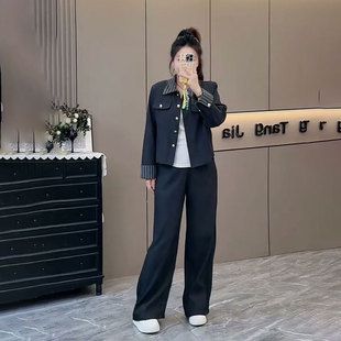 外套显瘦裤 新款 子两件套遮肉显瘦上衣大码 胖MM宽松春季 女装 西装