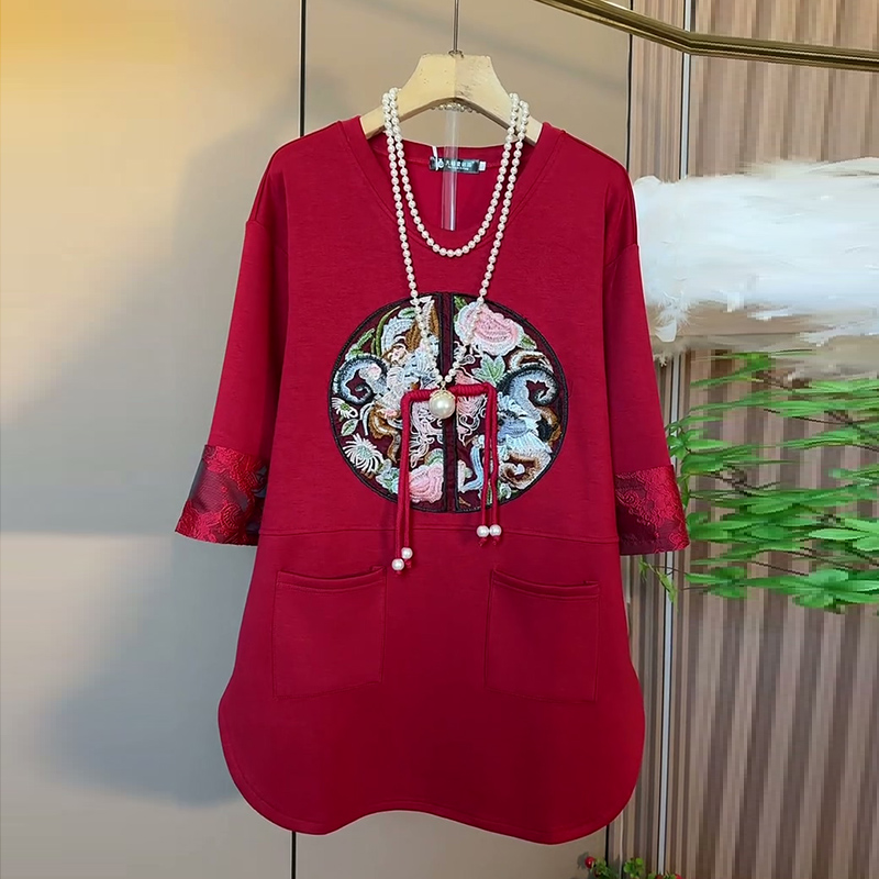国风复古大码女装刺绣盘扣大衫