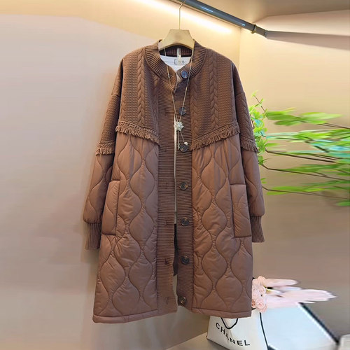 爆款休闲简约拼接轻薄款棉服外套
