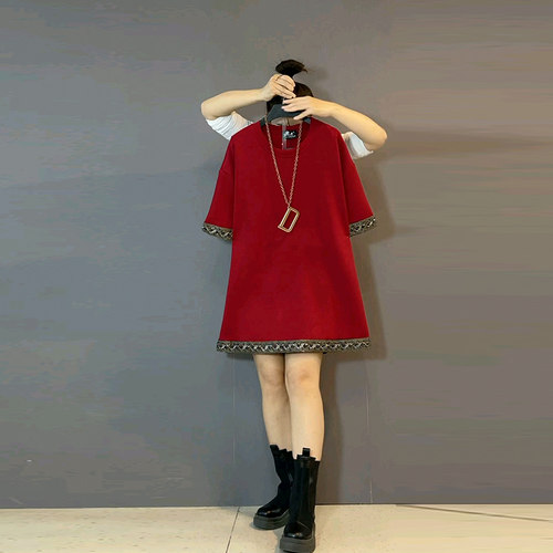 民族风袖口刺绣钉珠洋气遮肉大衫