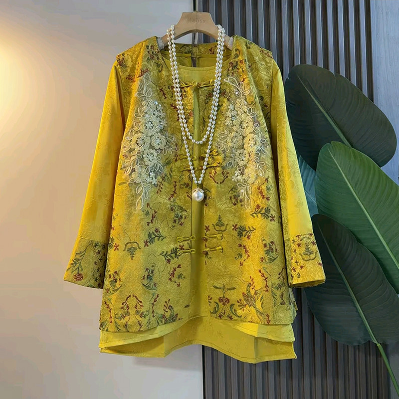 胖妹妹春季新款大码女装时尚复古民乐钉珠马甲搭配提花小衫两件套,女装/女士精品,大码套装,淘宝优惠券,粉丝福利购,淘宝优惠卷