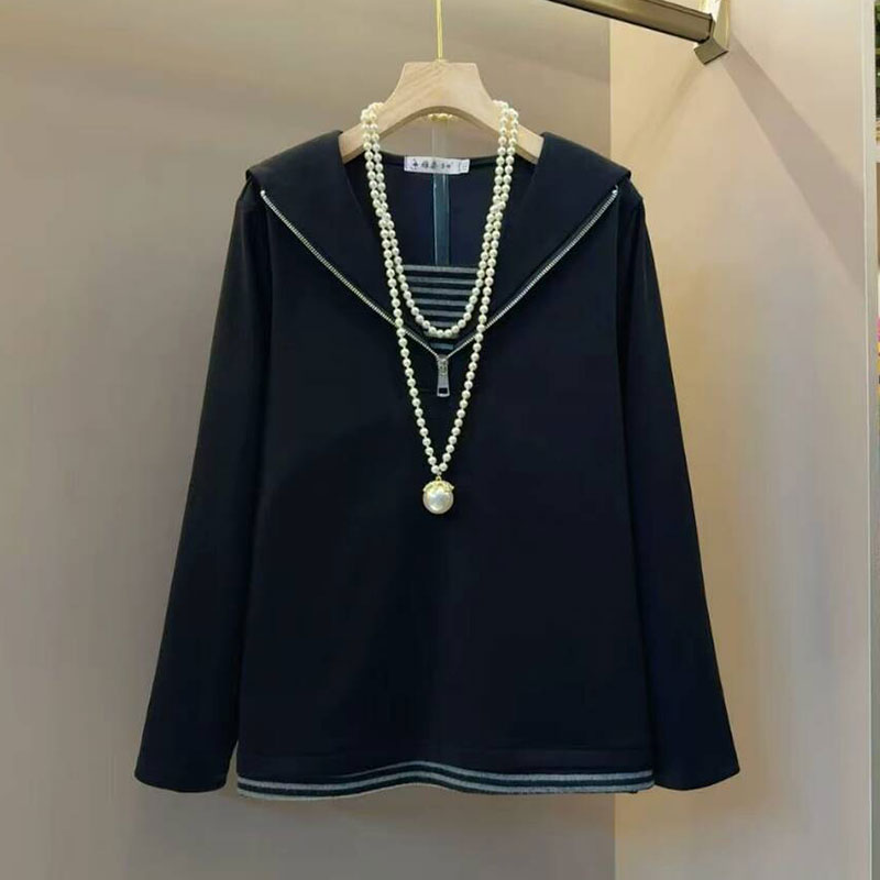 时尚韩版假两件披肩领卫衣