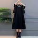 胖妹妹2023春夏新款 简约气质遮肉显瘦收腰重工长裙大码 连衣裙