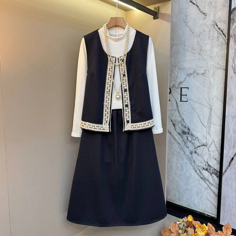 胖妹妹设计感牛仔拼接马甲半身裙长袖打底衫套装春季新款大码女装,女装/女士精品,大码套装,淘宝优惠券,粉丝福利购,淘宝优惠卷