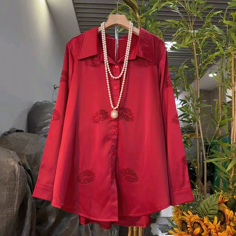 欧货时尚亮钻百搭气质西装领衬衫