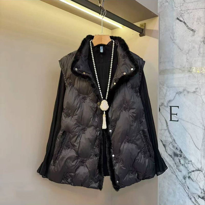 新款新中式刺绣毛毛棉马甲打底衫