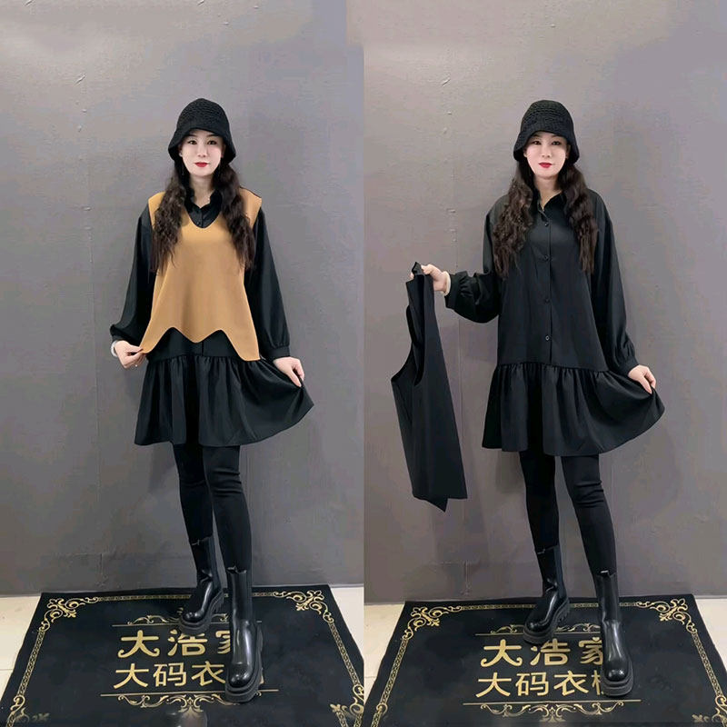 2026春季新款大码女装胖mm时尚宽松百搭休闲连衣裙空气棉马甲套装,女装/女士精品,大码套装,淘宝优惠券,粉丝福利购,淘宝优惠卷