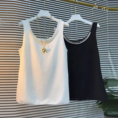 时尚洋气打底钉珠背心