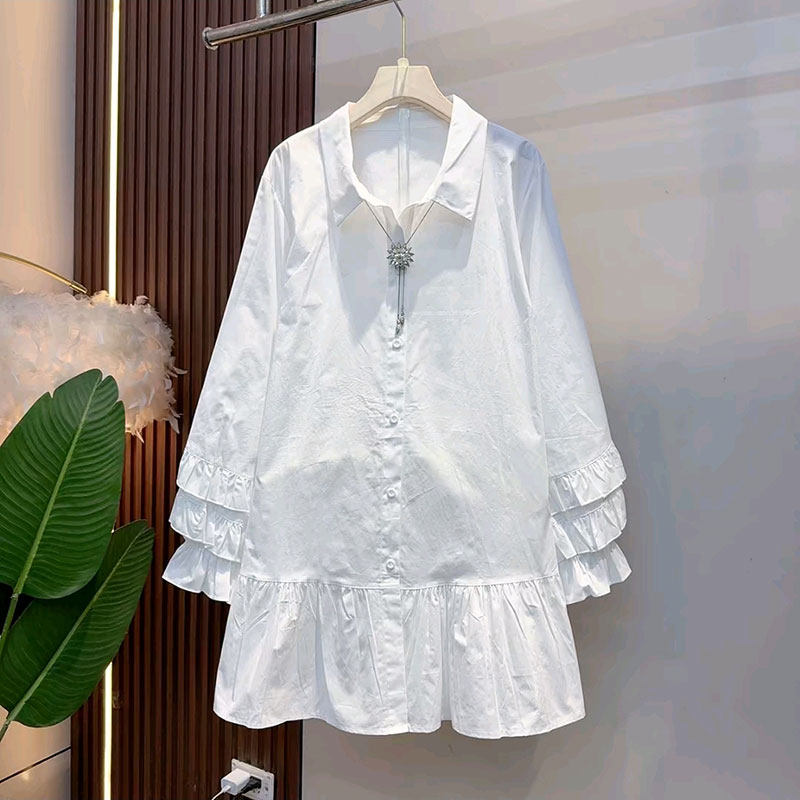 欧洲站气质韩版简约高级感飞飞袖衬衫大码女装胖mm宽松遮肉上衣新,女装/女士精品,大码内搭,淘宝优惠券,粉丝福利购,淘宝优惠卷