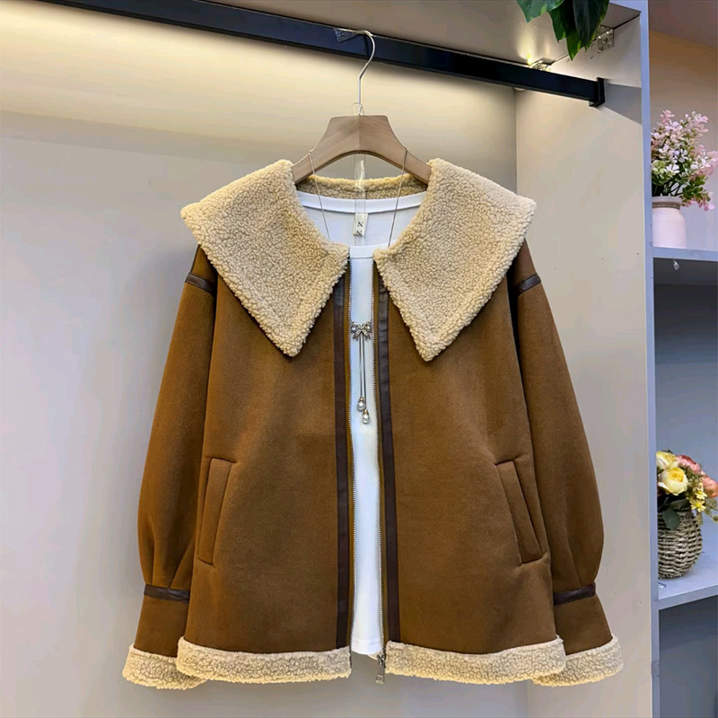 娃娃领收口袖加绒保暖外套