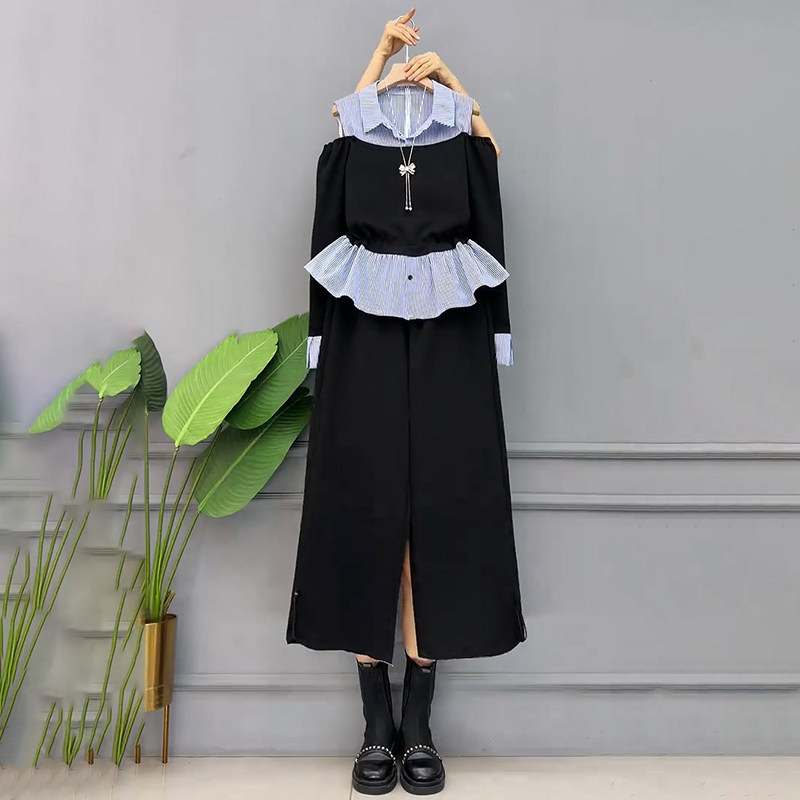 胖妹妹2026春季新款大码女装条纹露肩撞色洋气宽松上衣裤子两件套,女装/女士精品,大码套装,淘宝优惠券,粉丝福利购,淘宝优惠卷