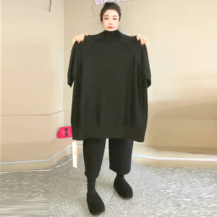 百搭显瘦短袖 洋气针织打底衫 上衣胖妹妹大码 女装 女 时尚 冬新款 韩版